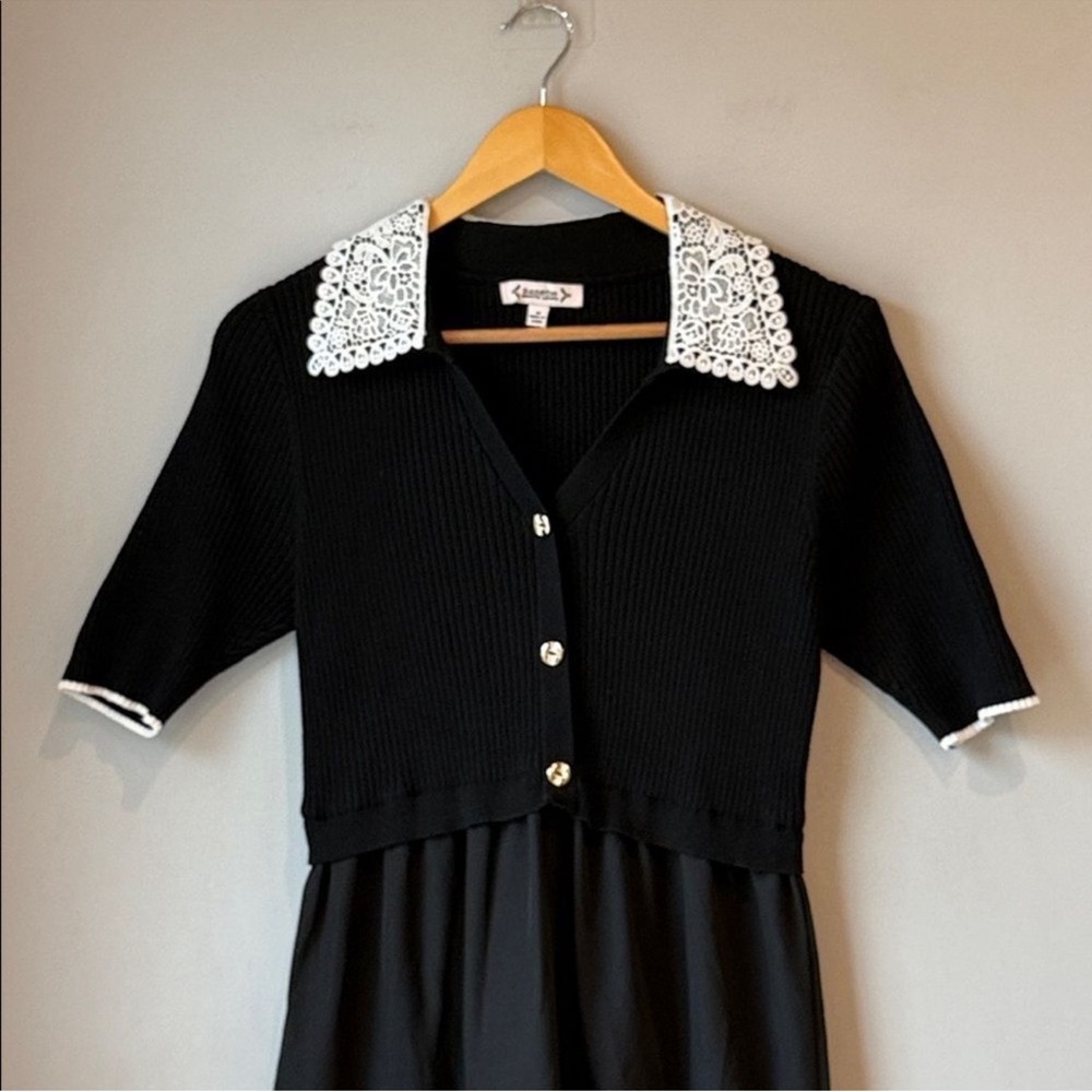 Nanette Lepore Lace Black Midi Dress